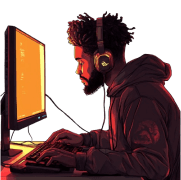 Joueur seul à son ordinateur