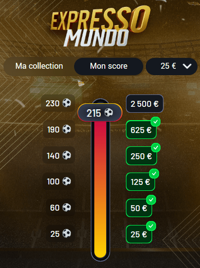 Vue mobile buts marqu&eacute;s