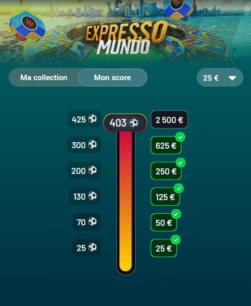 Vue mobile buts marqu&eacute;s
