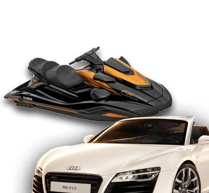 A jet ski and a sports car offered as rewards