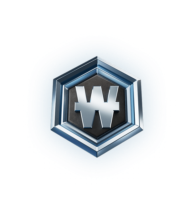 Chrome Winamax W emblem on a hexagonal VIP badge